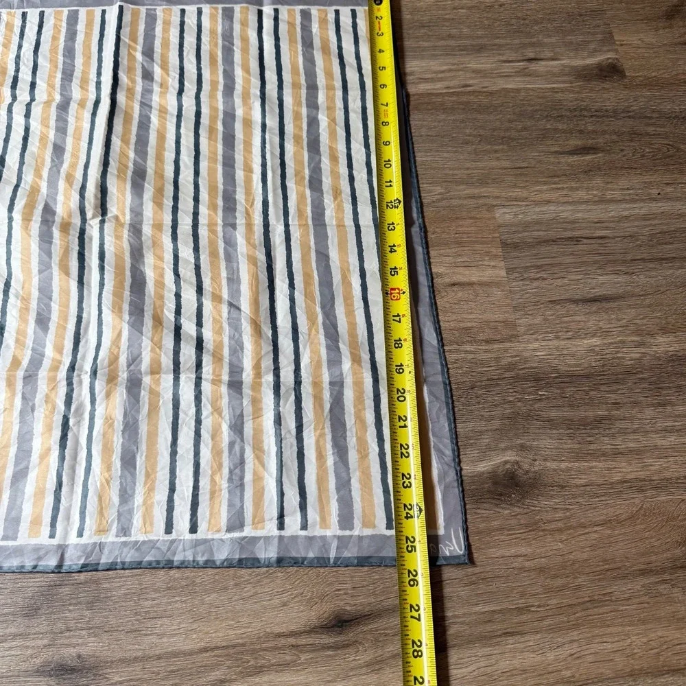 Vera Neumann Striped Silk Scarf Square Vintage | Yellow White Gray | 26